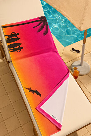Yetişkin Unisex 70x140 Cm Yaz Desenli Plaj ,Deniz , Banyo Havlusu Ocean