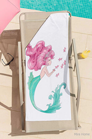 SeaDream Tropikal Desenli Plaj Havlusu 70X140 Cm Denizkızı