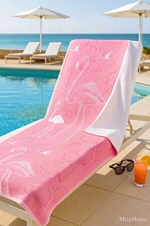 SeaDream Tropikal Desenli Plaj Havlusu 70X140 Cm Flamingo
