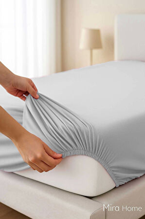 Tek Kişilik Düz Penye %100 Pamuklu Lastikli Çarşaf 100X200 Cm Newsheet Gri