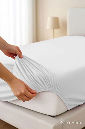 Tek Kişilik Düz Penye %100 Pamuklu Lastikli Çarşaf 100X200 Cm Newsheet Beyaz