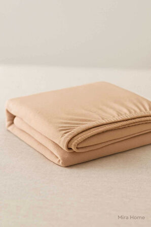 Tek Kişilik Düz Penye %100 Pamuklu Lastikli Çarşaf 100X200 Cm Newsheet Kahverengi