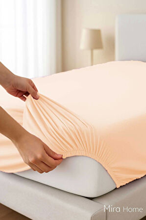 Tek Kişilik Düz Penye %100 Pamuklu Lastikli Çarşaf 100X200 Cm Newsheet Somon