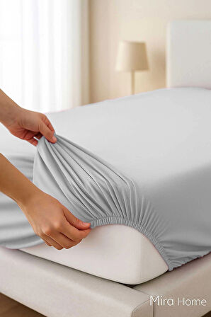 Çift Kişilik Düz Penye %100 Pamuklu Lastikli Çarşaf 160X200 Newsheet Gri