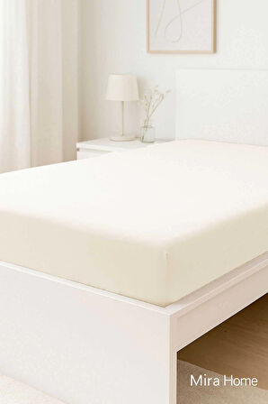 Çift Kişilik Düz Penye %100 Pamuklu Lastikli Çarşaf 160X200 Newsheet Ekru
