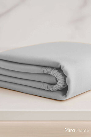 Çift Kişilik Düz Penye  %100 Pamuklu Lastikli Çarşaf 180X200 Newsheet Gri