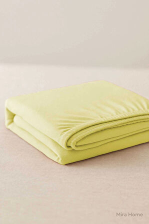 Çift Kişilik Düz Penye  %100 Pamuklu Lastikli Çarşaf 180X200 Newsheet Sarı