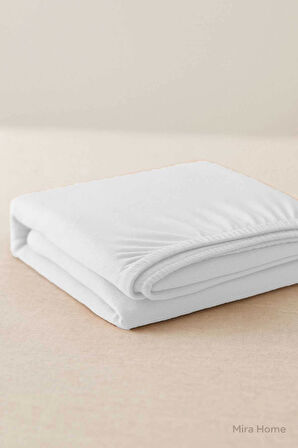 Çift Kişilik Düz Penye  %100 Pamuklu Lastikli Çarşaf 200X200 Cm Battal  Boy Newsheet Beyaz