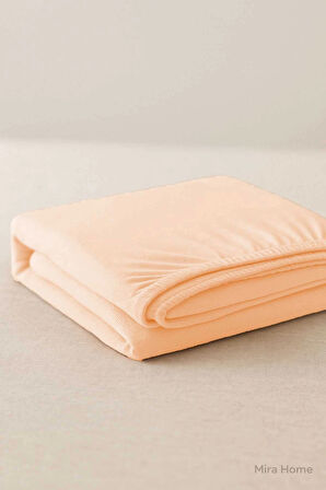 Çift Kişilik Düz Penye  %100 Pamuklu Lastikli Çarşaf 200X200 Cm Battal  Boy Newsheet Somon