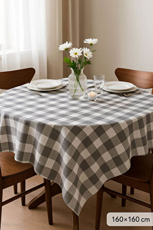 Mira Home Kareli Masa Örtüsü Sofra Bezi 160X160 Cm Happytime