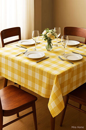 Mira Home Kareli Masa Örtüsü Sofra Bezi 160X160 Cm Happytime