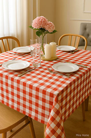 Mira Home Kareli Masa Örtüsü Sofra Bezi 160X160 Cm Happytime