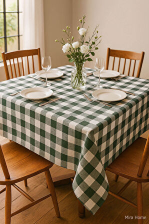 Mira Home Kareli Masa Örtüsü Sofra Bezi 160X160 Cm Happytime