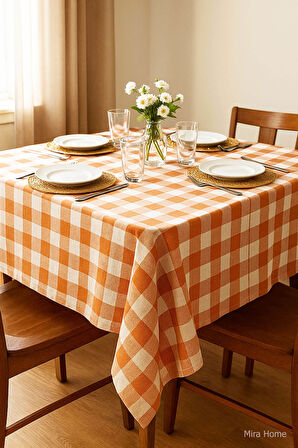 Mira Home Kareli Masa Örtüsü Sofra Bezi 160X160 Cm Happytime