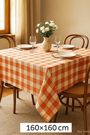 Mira Home Kareli Masa Örtüsü Sofra Bezi 160X160 Cm Happytime
