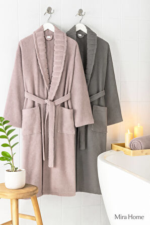 4 Parça Soft Elegance Banyo Aile Bornoz Seti %100 Pamuklu