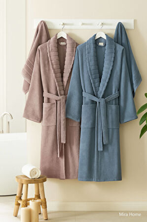 4 Parça Soft Elegance Banyo Aile Bornoz Seti %100 Pamuklu