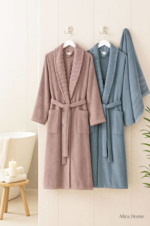 4 Parça Soft Elegance Banyo Aile Bornoz Seti %100 Pamuklu