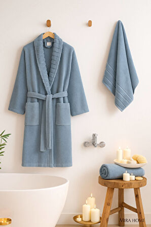 4 Parça Soft Elegance Banyo Aile Bornoz Seti %100 Pamuklu