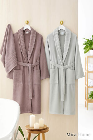 4 Parça Soft Elegance Banyo Aile Bornoz Seti %100 Pamuklu