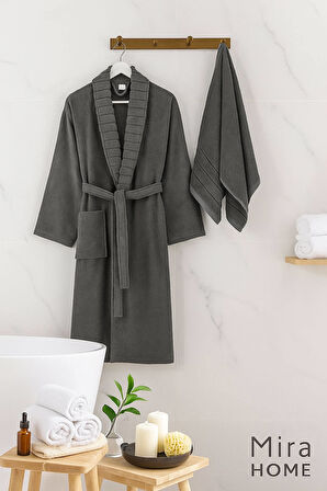 4 Parça Soft Elegance Banyo Aile Bornoz Seti %100 Pamuklu