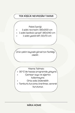 Zigzag Desenli Gri Pamuklu Tek Kişilik Nevresim Takımı