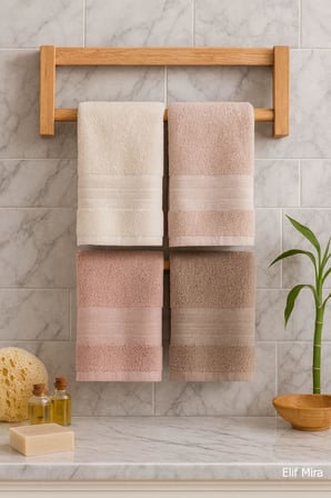 4 Lü El Yüz Havlu Seti %100 Pamuklu 50x85 Cm Aura