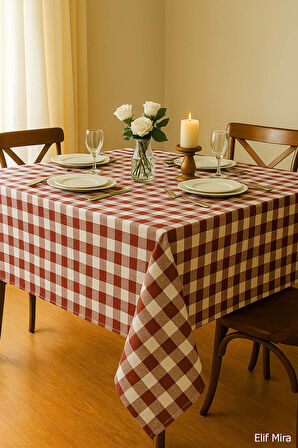 Mira Home Kareli Masa Örtüsü Sofra Bezi 160X220 Cm Rustik