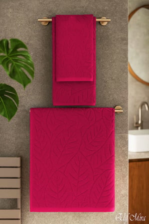 Banyo & Yüz Havlusu Seti Dokulu %100 Pamuk 90x150 + 50x90 cm – Foliva