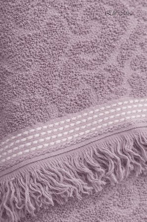 2'Li Banyo Ve El Yüz Havlu Seti  Saçaklı Kabartma Desenli  Pamuk Viyana