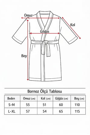 Kimono Yaka Unisex Tek Kişilik Pamuklu Banyo Bornozu Comfort