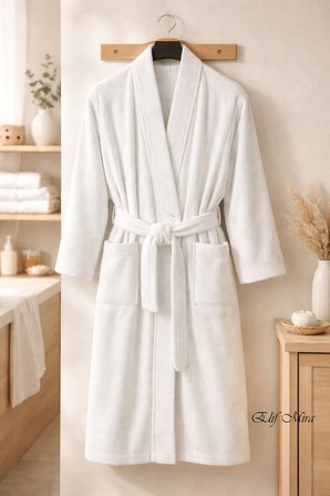 Kimono Yaka Unisex Tek Kişilik Pamuklu Banyo Bornozu Comfort