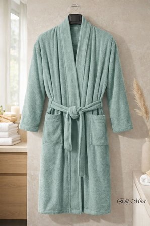 Kimono Yaka Unisex Tek Kişilik Pamuklu Banyo Bornozu Comfort