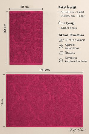 Banyo & Yüz Havlusu Seti %100 Pamuk 90x150 + 50x90 cm – Amorivy