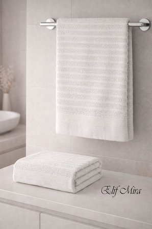 2 Parça Banyo Havlusu Seti Pamuklu Şeyma 70x140 + 50x85 Cm
