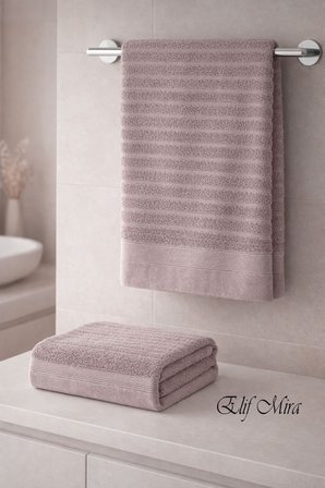 2 Parça Banyo Havlusu Seti Pamuklu Şeyma 70x140 + 50x85 Cm