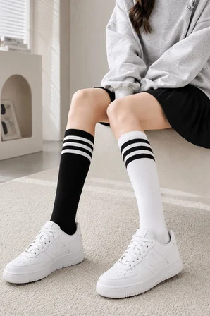 5 Çift Kadın Çizgili Dizaltı Çorap Spor Okul Günlük Pamuklu Kolej Çorabı