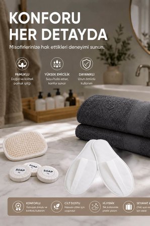 7 Parça Banyo Havlu Seti Antrasit - Misafir/Seyahat/Kamp/Outdoor/Plaj