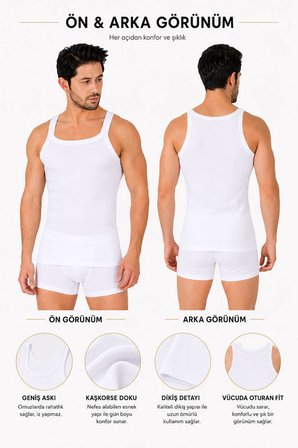 3 lü Erkek Askılı Kaşkorse Atlet %100 Pamuklu 1044