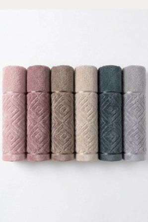6 lı El Yüz Havlu Seti %100 Pamuklu Kısmi Kadife Velvet Collection 