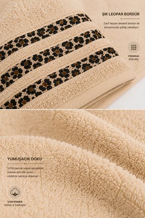 2'li Banyo Havlusu Seti %100 Pamuk Leopar Collection 70x140 cm