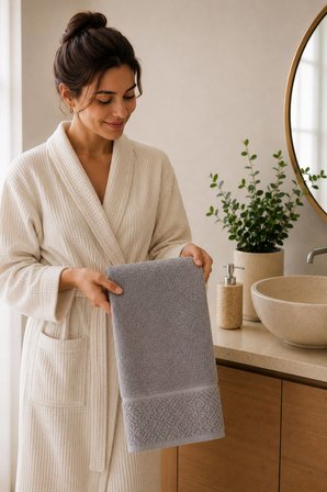 El Yüz Havlusu 50x90 cm %100 Pamuk Kısmi Kadife Jakar Nova Collection