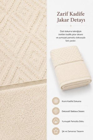 El Yüz Havlusu 50x90 cm %100 Pamuk Kısmi Kadife Jakar Nova Collection