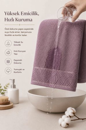 El Yüz Havlusu 50x90 cm %100 Pamuk Kısmi Kadife Jakar Nova Collection