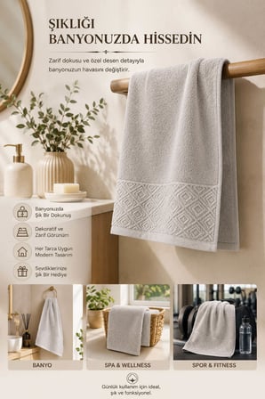 El Yüz Havlusu 50x90 cm %100 Pamuk Kısmi Kadife Jakar Nova Collection