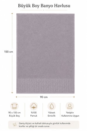 Banyo Havlusu %100 Pamuk 90x150 cm Linea Collection 650 Gr