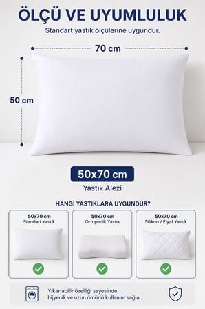 Sıvı Geçirmez Yastık Alezi 2'li 50x70 cm Pamuklu Fermuarlı PureSleep