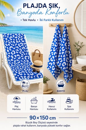 Büyük Boy Banyo Plaj Havlusu 90x150 Cm %100 Pamuklu Riviera 700 Gr