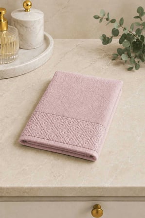El Yüz Havlusu 50X90 Cm  Pamuk Kısmi Kadife  Quadro Pembe