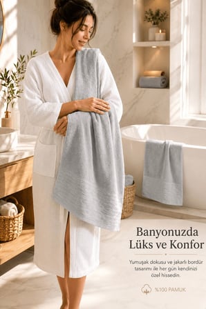 2'li Büyük Boy Banyo Havlusu 90x150 Cm %100 Pamuk Siena Collection 650 Gr